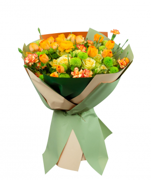 Bouquet ''Abbeville'' with ranunculus, chrysanthemum and wildflowers