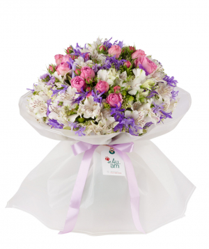 Bouquet `Lintgen` with peony roses and alstroemerias