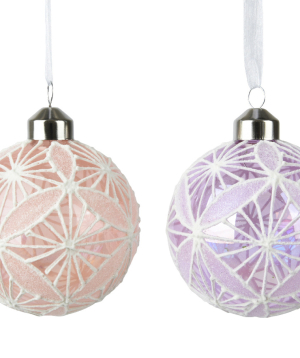 Christmas glass ball «Landshaft» with a white pattern - 070448