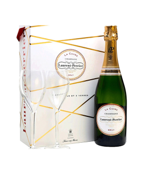 Set «Laurent Perrier Brut» champagne and glasses, 12%, 750 ml