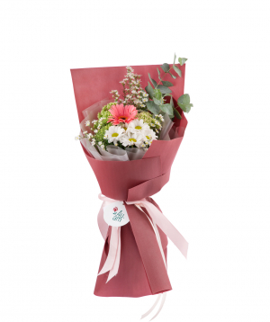 Bouquet  `Hereford` with chrysanthemums, gerbera, wildflowers