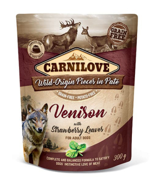 Dog food «Carnilove» venison and strawberry leaves pate, 300 g