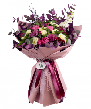 Bouquet `Melitopol` with spray roses and chrysanthemums