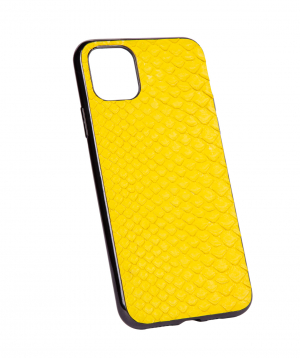 Case `Monarch` for phone, plastic, with a combination of genuine phyton leather №11