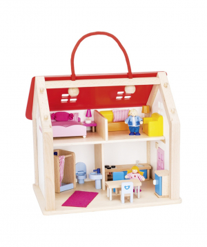 Toy `Goki Toys` suitcase doll's house with accessories