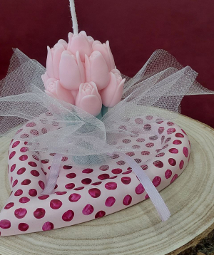 Նվեր հավաքածու «Blue Moon» Կակաչներ մոմ + տակդիր-զարդաման, բույրով