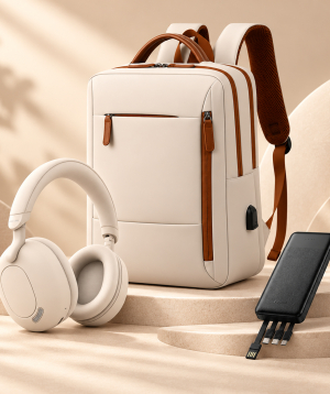 Set: Laptop Backpack, Headphones and Charger «Micro-Tech»