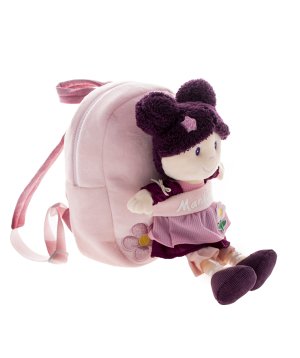Soft doll with backpack