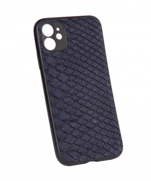 Case `Monarch` for phone, silicon, with a combination of genuine phyton leather №4