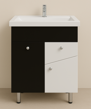 Bathroom furniture «Perla» VLine Foster 60, black, glossy