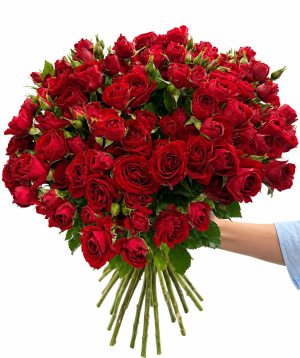 Spray rose «Harmony Flowers» red, 70 cm, 20 branchеs