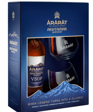 Los Angeles․ ARARAT brandy №001 Akhtamar VSOP W/Two Tumbler Glasses