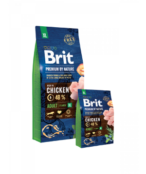 Շան կեր «Brit By Nature» Adult XL, հավով, հսկա ցեղատեսակների համար, 15 կգ