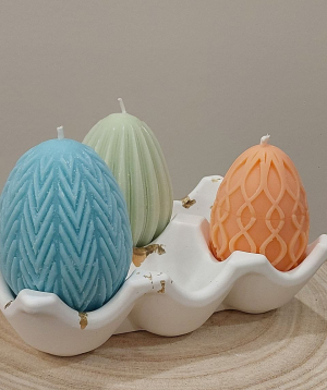 Подарочный набор «Blue Moon» Пасха, 3 свечи Яйца + подставка, ароматизированный