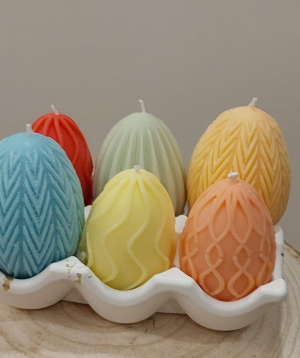 Подарочный набор «Blue Moon» Пасха, 6 свечей Яйца + подставка, ароматизированный