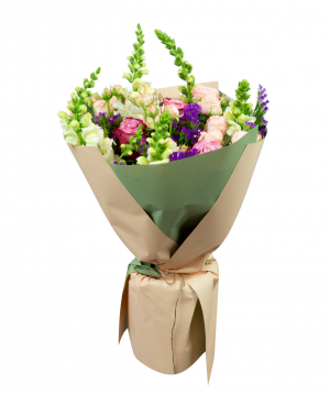 Bouquet ''Biarritz'' with antirrhinums and roses