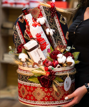 Composition ''Ashtarak'' with wine, sweets, cotton, and decorations