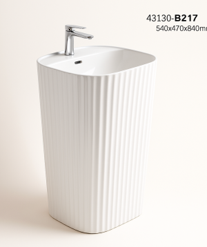 PERLA PEDISTAL BASIN B217 GLOSSY WHITE 535X470X840MM