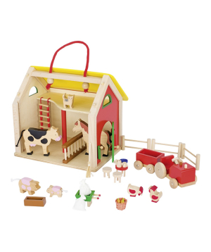 Toy `Goki Toys` suitcase cottage with accessories