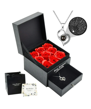 USA. gift box №257 with necklace and rose