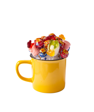 Cup `Sweet Smile` with sweets yellow