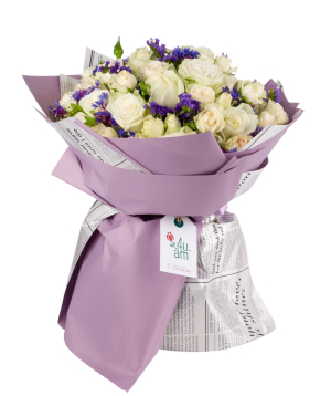 Bouquet `Sanem` with roses and limoniums
