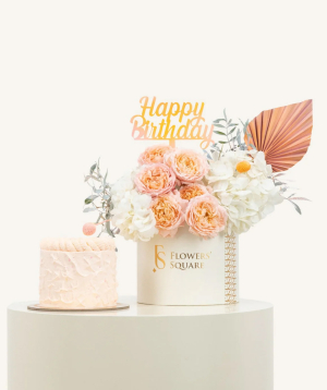 Dubai. composition №127 Happy Birthday, bouquet and cake