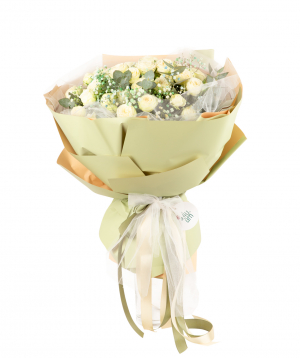 Bouquet  `Aroma` with bush peony roses