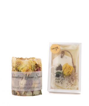 Candle `Light Your Home` with natural dried flowers №23