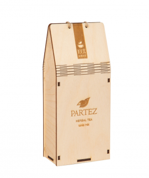 Tea `Partez` in a wooden souvenir box, tonic mix