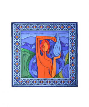 Шарф `Армянские художники` Минас, синий, маленький