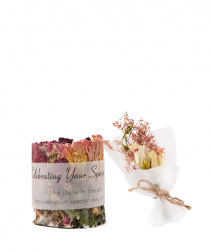 Candle `Light Your Home` with natural dried flowers №21