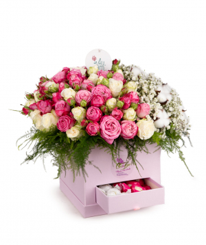Arrangement `Yekaterinburg` with flowers and sweets