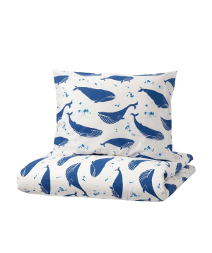 Duvet cover and pillowcase ''Whales''