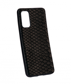 Case `Monarch` for phone, silicon, with a combination of genuine phyton leather №10