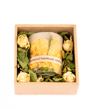 Candle `Light Your Home` with natural dried flowers