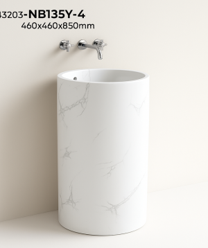 PERLA PEDISTAL BASIN NB135Y-4 MARBLE DRAWING 460X460X850MM