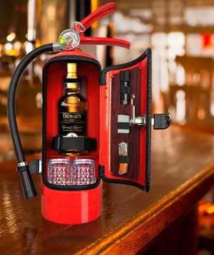 Beverage cabinet in the form of a fire extinguisher