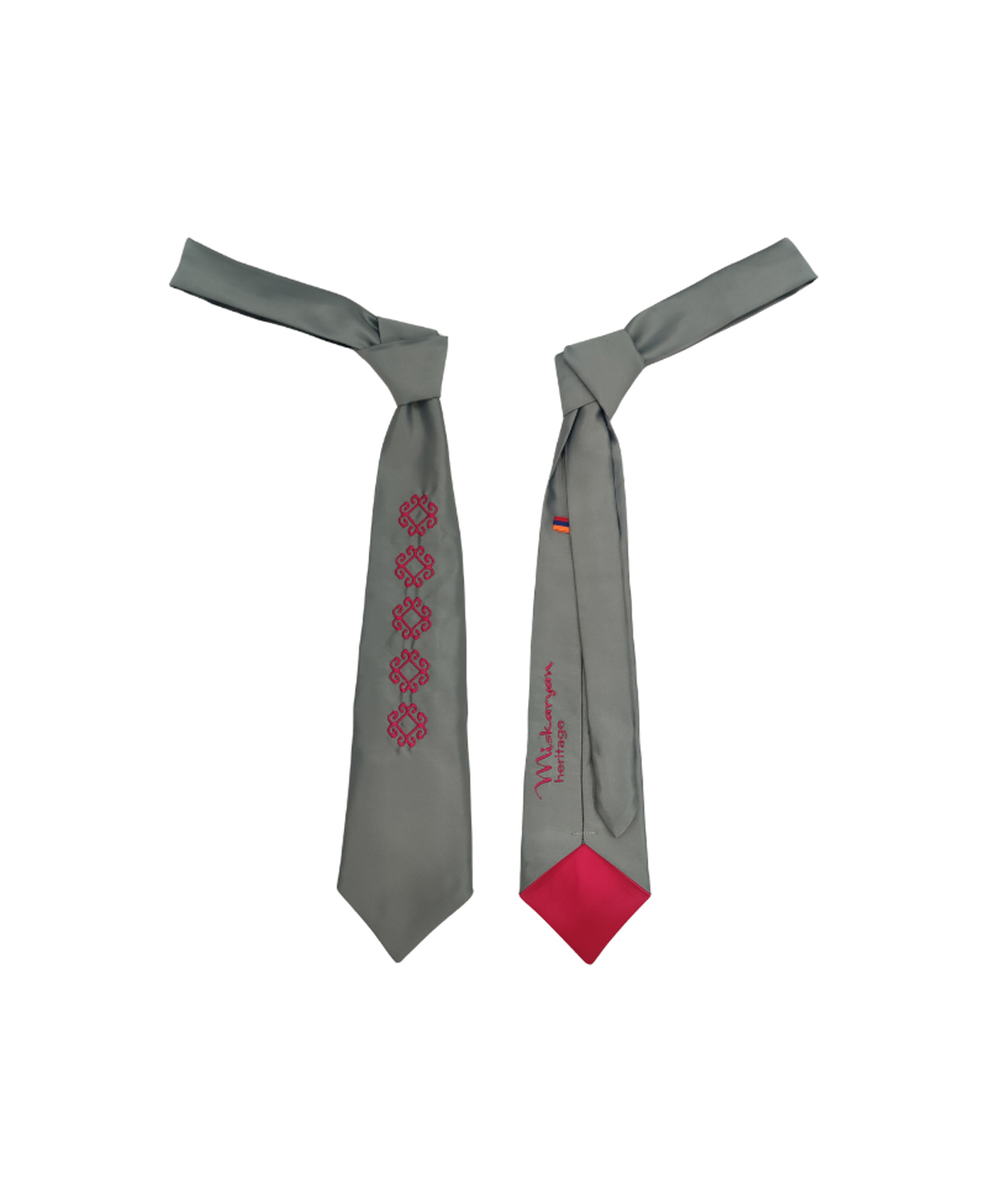 Embroidered tie «Miskaryan Heritage» Armenian carpet pattern, 6-1