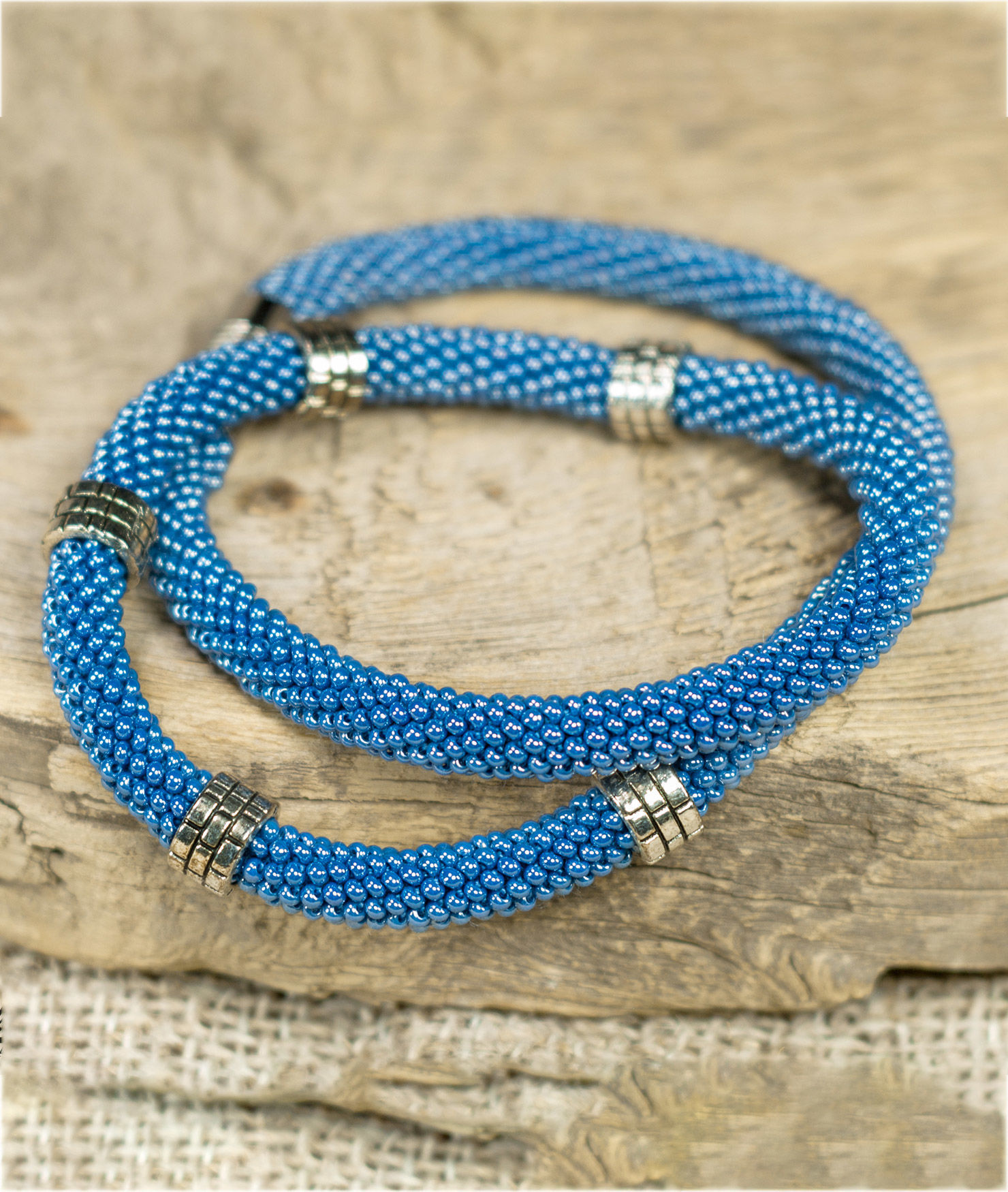 Bead Rope Necklace with Metal Slider Beads