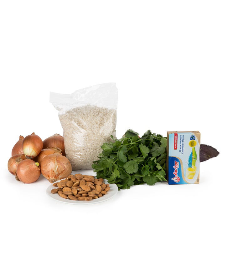 Ingredients for rice and almonds