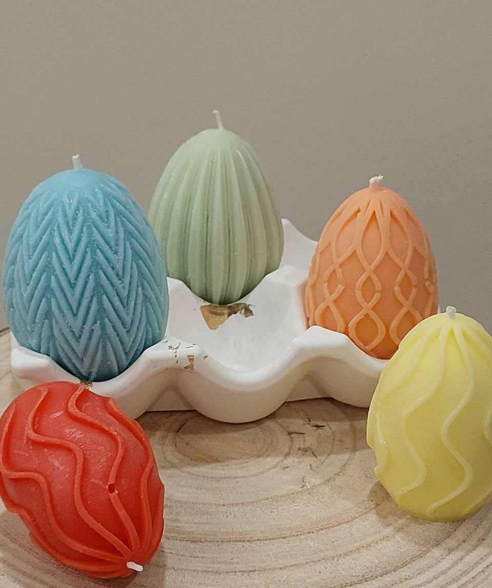 Подарочный набор «Blue Moon» Пасха, 3 свечи Яйца + подставка, ароматизированный