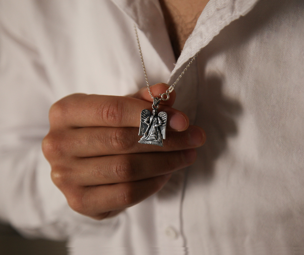 Ожерелье ''Мальчик-ангелочек Шуши'' из серебро