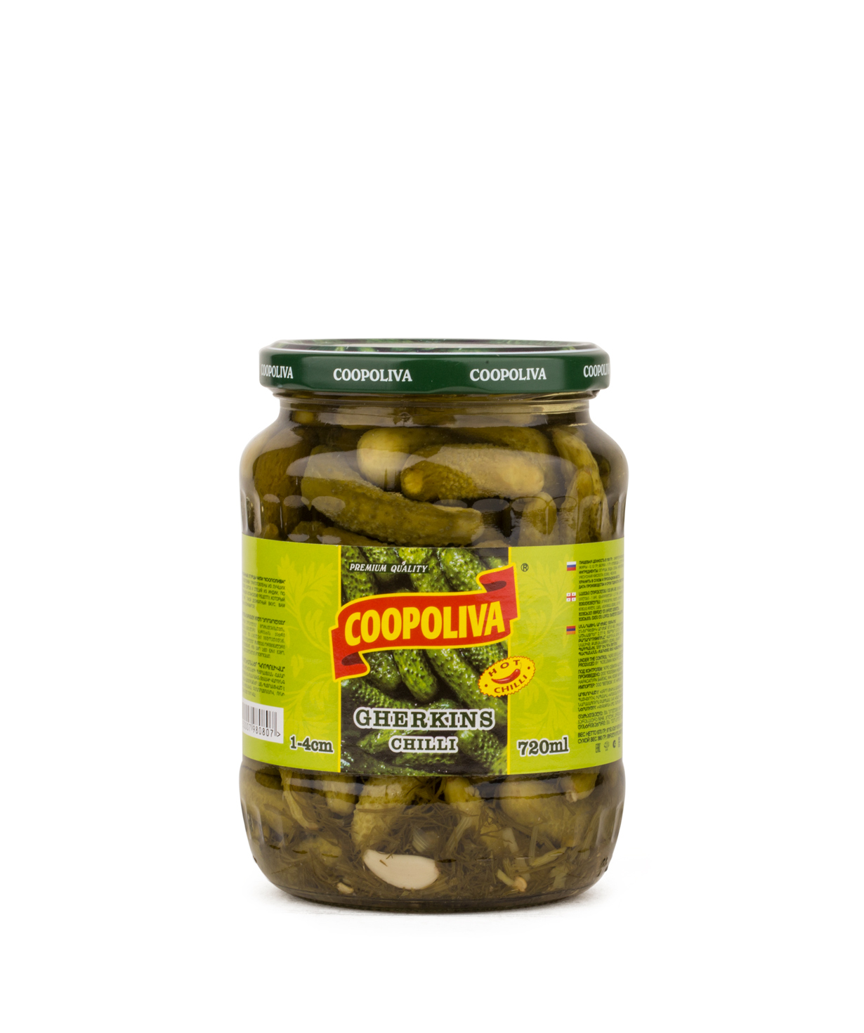 Marinated gherkins `Coopoliva` chili 720 ml