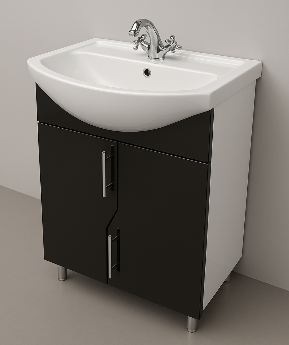 Мебель для ванной комнаты «Perla» Aquaton Elegance 60, черная, глянцевая