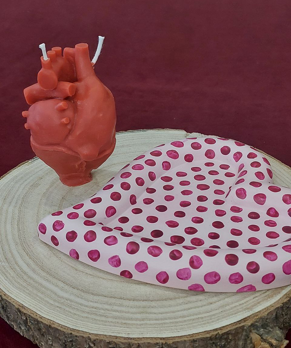 Подарочный набор «Blue Moon» свеча Сердце + подставка, без аромата