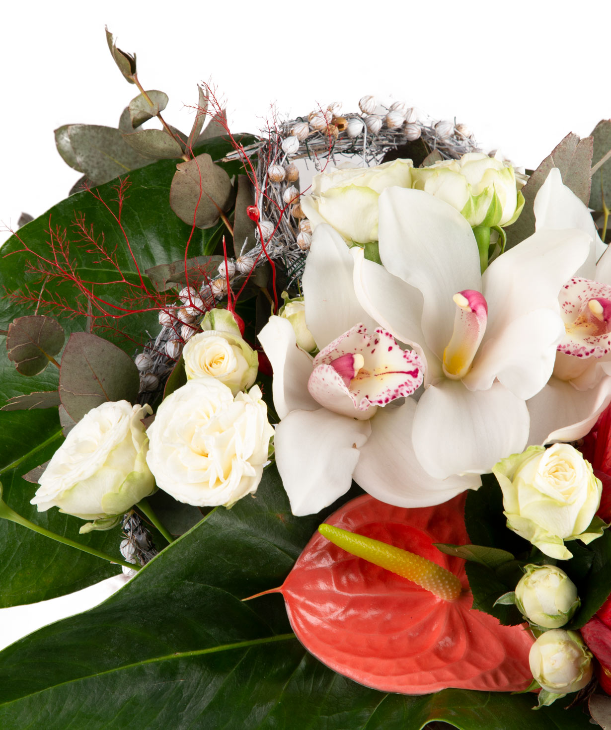 Bouquet ''Forêt'' with orchids and anthuriums