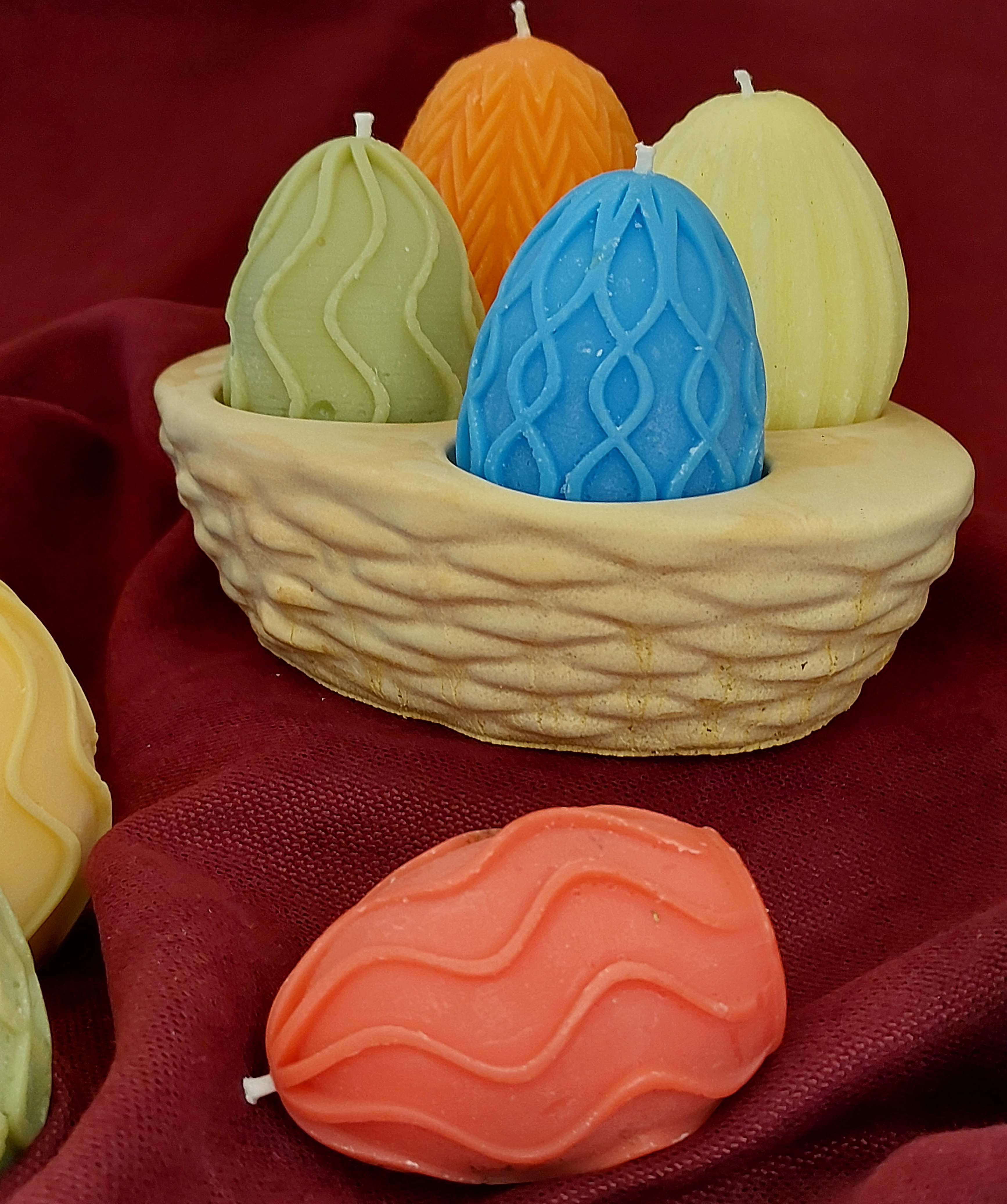 Подарочный набор «Blue Moon» Пасха, 4 свечи Яйца + подставка, без аромата