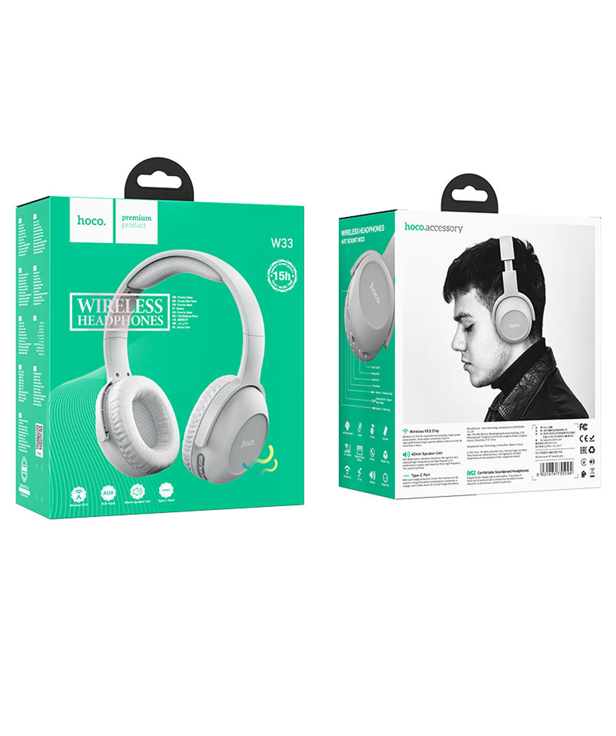 Wireless headphones «Micro-Tech» Hoco W33 SIlver №448