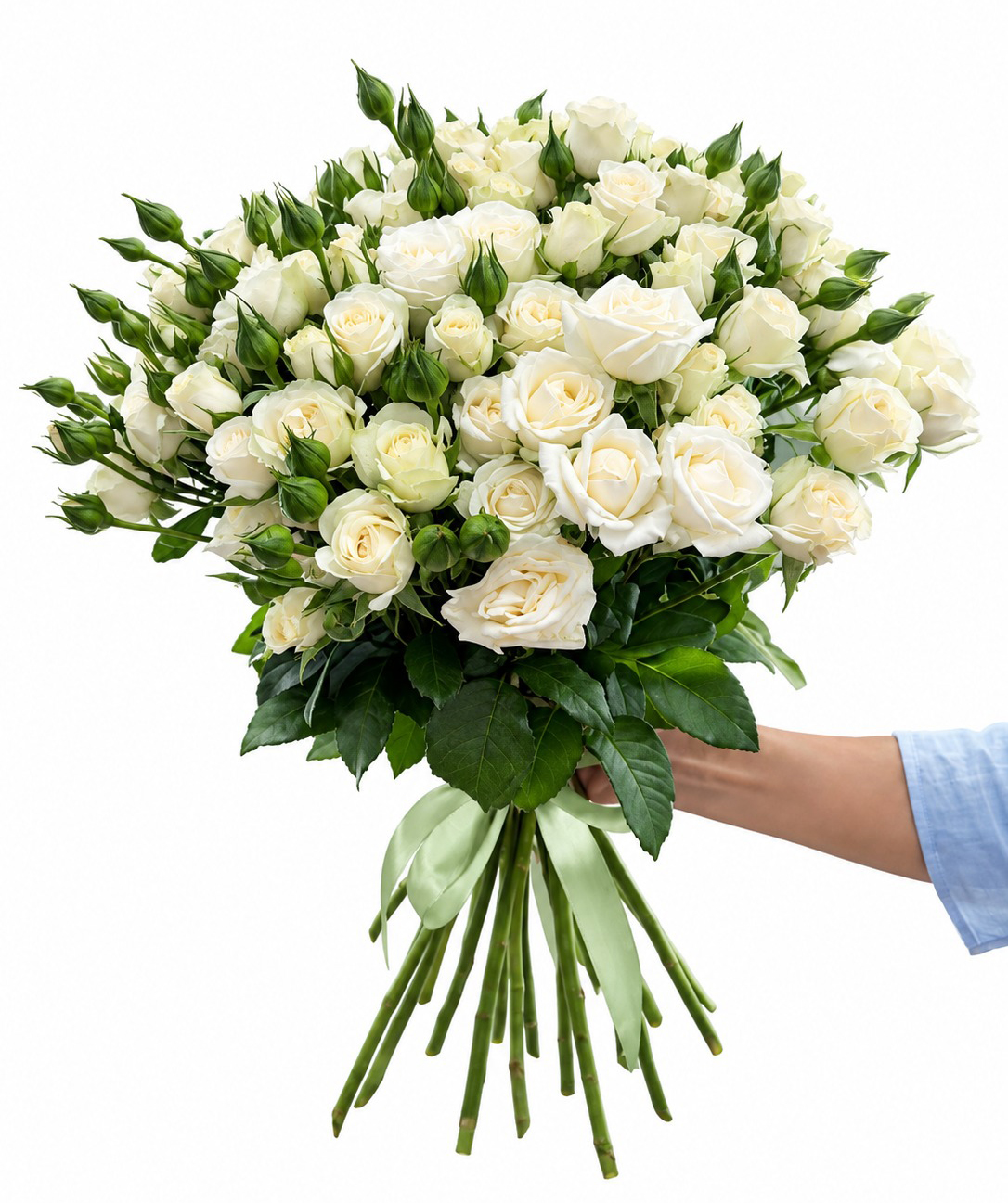 Spray rose «Harmony Flowers» white, 70 cm, 20 branchеs